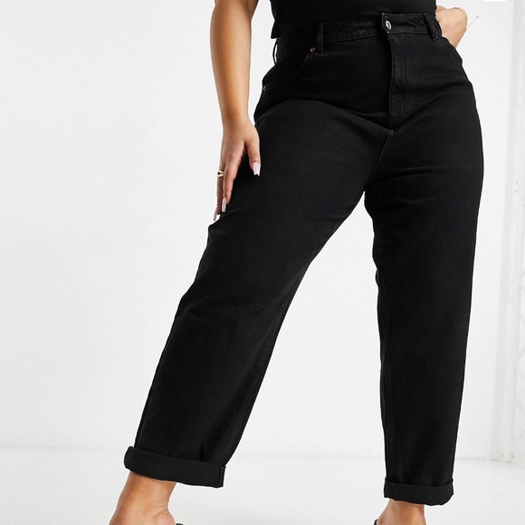 ASOS Black High Waisted Plus Size Mom Jeans - Picture 3 of 9